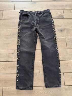 Kapital Japanese Brand Straight Jeans with Gold & Silver Stud Detailing